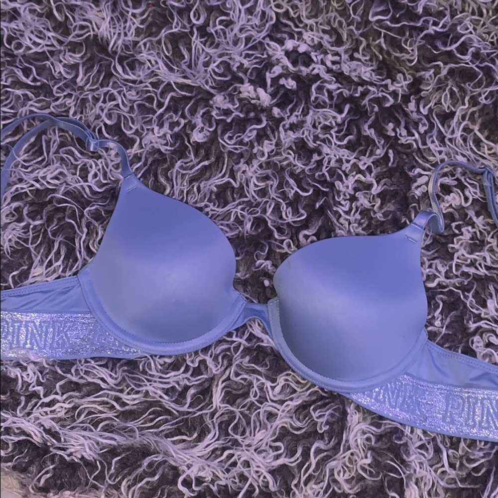 Babyblue sparkle strapped PINK Victoria Secret Bra